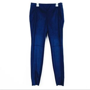 ZARA Navy Blue High Waist Skinny Faux Front Suede Pants, Size Small
